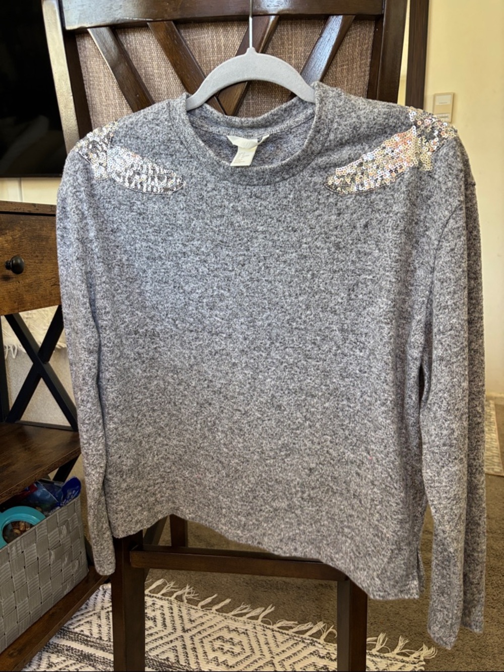 Brand new!  H&M grey sweater with sequin accents size small